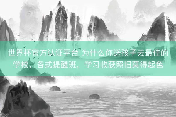 世界杯官方认证平台 为什么你送孩子去最佳的学校，各式提醒班，学习收获照旧莫得起色