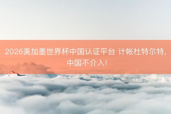 2026美加墨世界杯中国认证平台 计帐杜特尔特， 中国不介入!