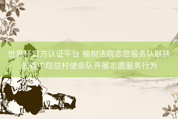 世界杯官方认证平台 榆树法院志愿服务队联袂长春中院驻村使命队开展志愿服务行为