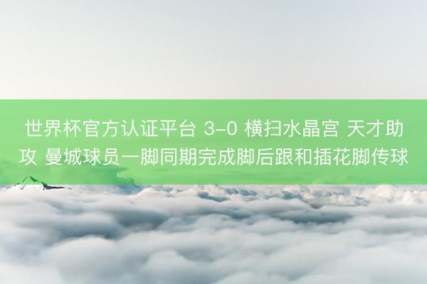 世界杯官方认证平台 3-0 横扫水晶宫 天才助攻 曼城球员一脚同期完成脚后跟和插花脚传球