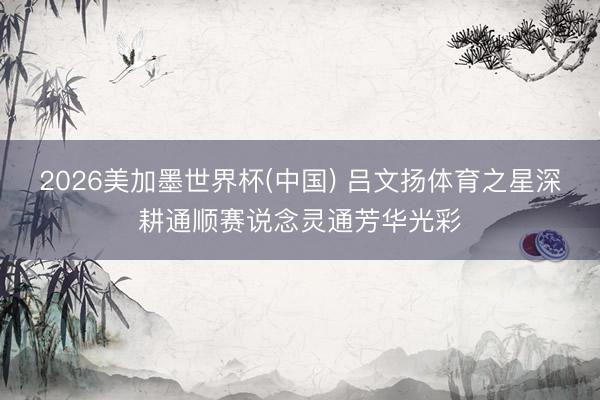 2026美加墨世界杯(中国) 吕文扬体育之星深耕通顺赛说念灵通芳华光彩