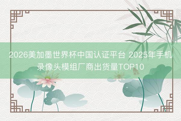 2026美加墨世界杯中国认证平台 2025年手机录像头模组厂商出货量TOP10