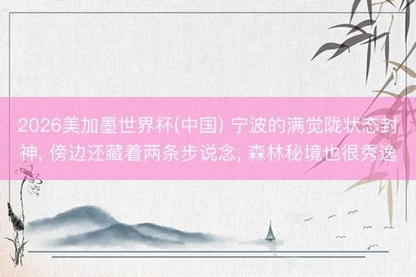 2026美加墨世界杯(中国) 宁波的满觉陇状态封神， 傍边还藏着两条步说念， 森林秘境也很秀逸