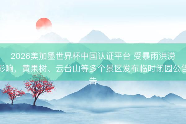 2026美加墨世界杯中国认证平台 受暴雨洪涝影响，黄果树、云台山等多个景区发布临时闭园公告
