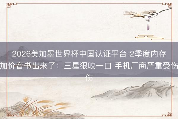 2026美加墨世界杯中国认证平台 2季度内存加价音书出来了：三星狠咬一口 手机厂商严重受伤
