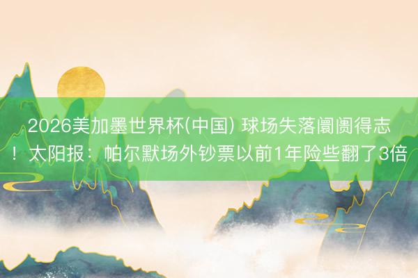 2026美加墨世界杯(中国) 球场失落阛阓得志！太阳报：帕尔默场外钞票以前1年险些翻了3倍