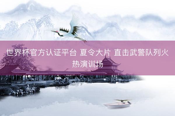 世界杯官方认证平台 夏令大片 直击武警队列火热演训场