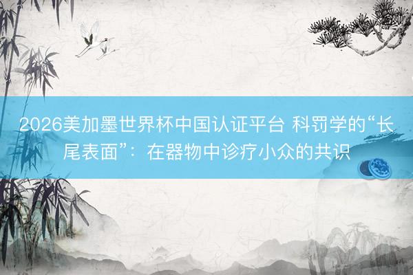2026美加墨世界杯中国认证平台 科罚学的“长尾表面”：在器物中诊疗小众的共识