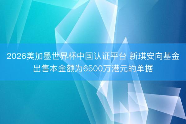 2026美加墨世界杯中国认证平台 新琪安向基金出售本金额为6500万港元的单据