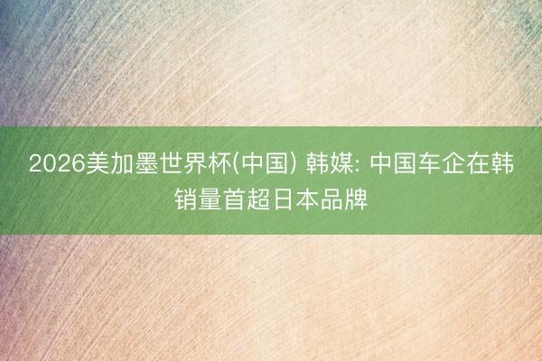2026美加墨世界杯(中国) 韩媒: 中国车企在韩销量首超日本品牌