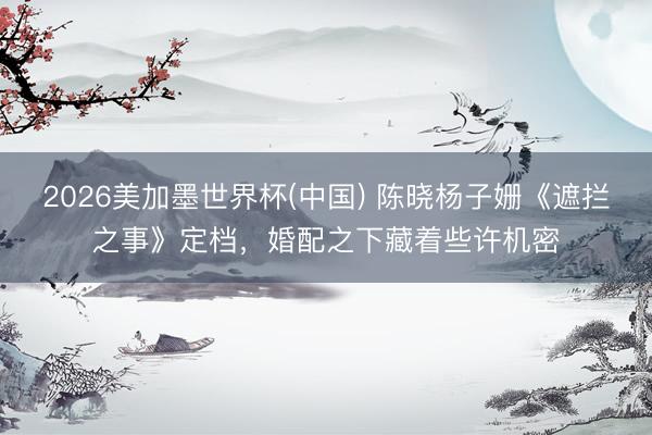 2026美加墨世界杯(中国) 陈晓杨子姗《遮拦之事》定档，婚配之下藏着些许机密