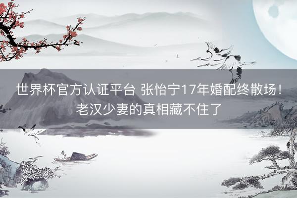 世界杯官方认证平台 张怡宁17年婚配终散场！老汉少妻的真相藏不住了