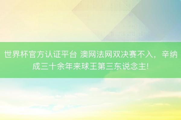 世界杯官方认证平台 澳网法网双决赛不入，辛纳成三十余年来球王第三东说念主!