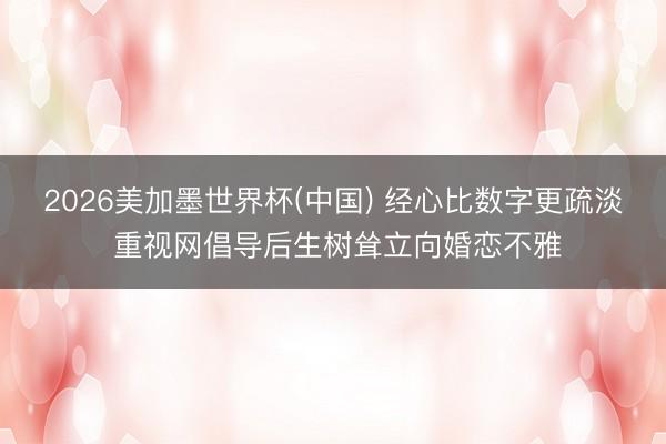 2026美加墨世界杯(中国) 经心比数字更疏淡 重视网倡导后生树耸立向婚恋不雅