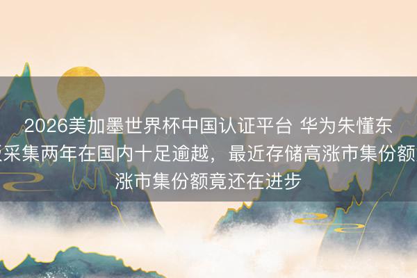 2026美加墨世界杯中国认证平台 华为朱懂东称鸿蒙平板采集两年在国内十足逾越，最近存储高涨市集份额竟还在进步