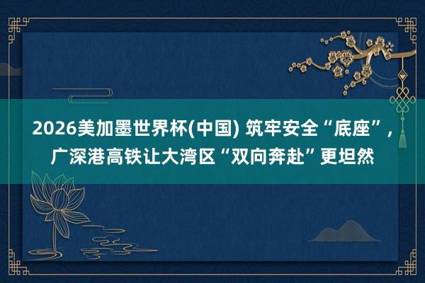 2026美加墨世界杯(中国) 筑牢安全“底座”，广深港高铁让大湾区“双向奔赴”更坦然