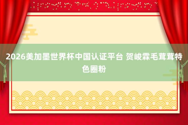 2026美加墨世界杯中国认证平台 贺峻霖毛茸茸特色圈粉